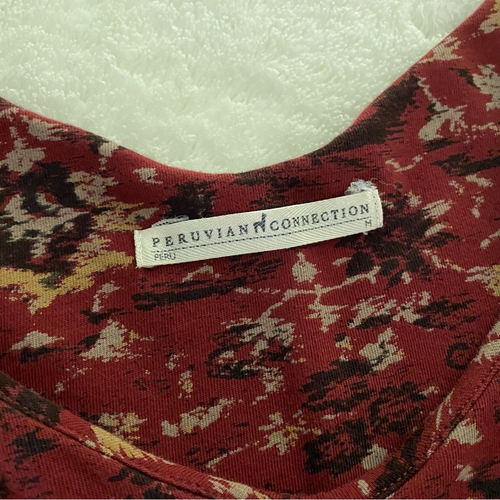Peruvian Connection Red Abstract Pattern Long Sle… - image 3